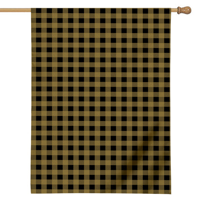 Dark Tan And Black Check Pattern Print House Flag