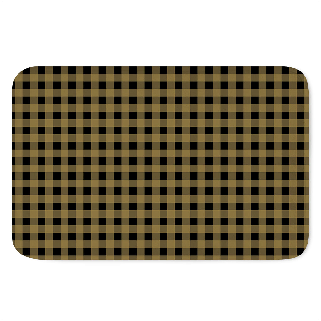 Dark Tan And Black Check Pattern Print Indoor Door Mat