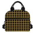 Dark Tan And Black Check Pattern Print Insulated Lunch Bag