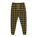 Dark Tan And Black Check Pattern Print Jogger Pants