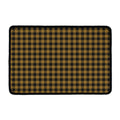 Dark Tan And Black Check Pattern Print Kitchen Mat