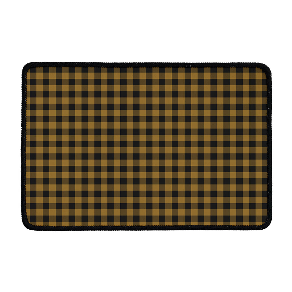 Dark Tan And Black Check Pattern Print Kitchen Mat