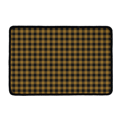 Dark Tan And Black Check Pattern Print Kitchen Mat