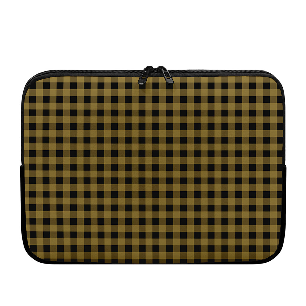 Dark Tan And Black Check Pattern Print Laptop Sleeve