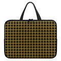 Dark Tan And Black Check Pattern Print Laptop Sleeve With Handle