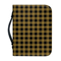 Dark Tan And Black Check Pattern Print Leather Bible Cover