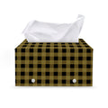 Dark Tan And Black Check Pattern Print Leather Tissue Box Cover