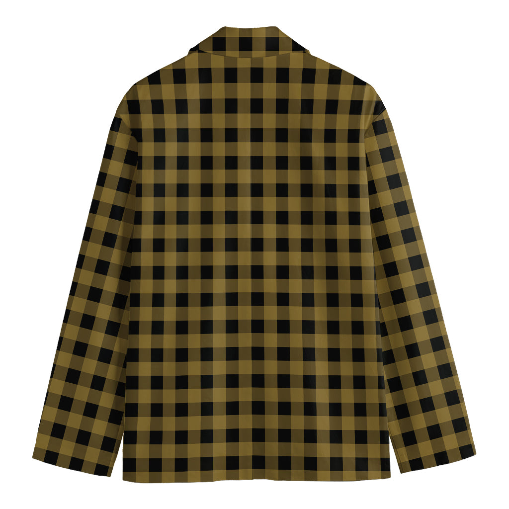 Dark Tan And Black Check Pattern Print Men's Blazer