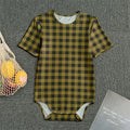 Dark Tan And Black Check Pattern Print Men's Bodysuit