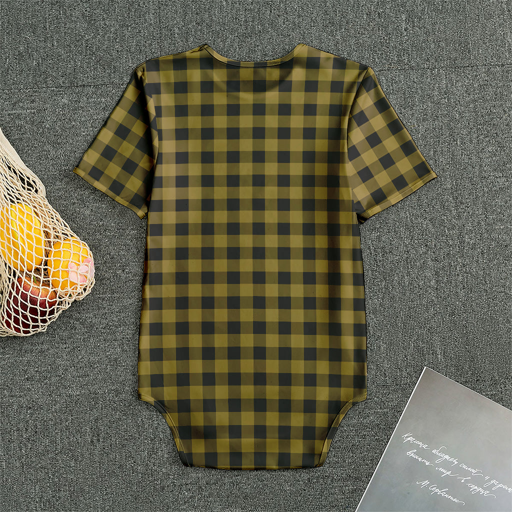 Dark Tan And Black Check Pattern Print Men's Bodysuit