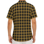Dark Tan And Black Check Pattern Print Men's Deep V-Neck Shirt