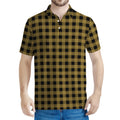 Dark Tan And Black Check Pattern Print Men's Polo Shirt