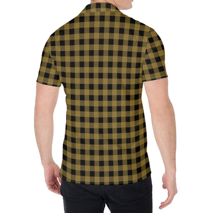 Dark Tan And Black Check Pattern Print Men's Shirt