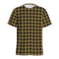 Dark Tan And Black Check Pattern Print Men's Athletic T-Shirt