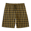 Dark Tan And Black Check Pattern Print Men's Swim Trunks