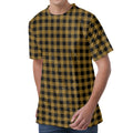 Dark Tan And Black Check Pattern Print Men's Velvet T-Shirt