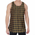 Dark Tan And Black Check Pattern Print Men's Velvet Tank Top