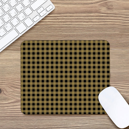 Dark Tan And Black Check Pattern Print Mouse Pad