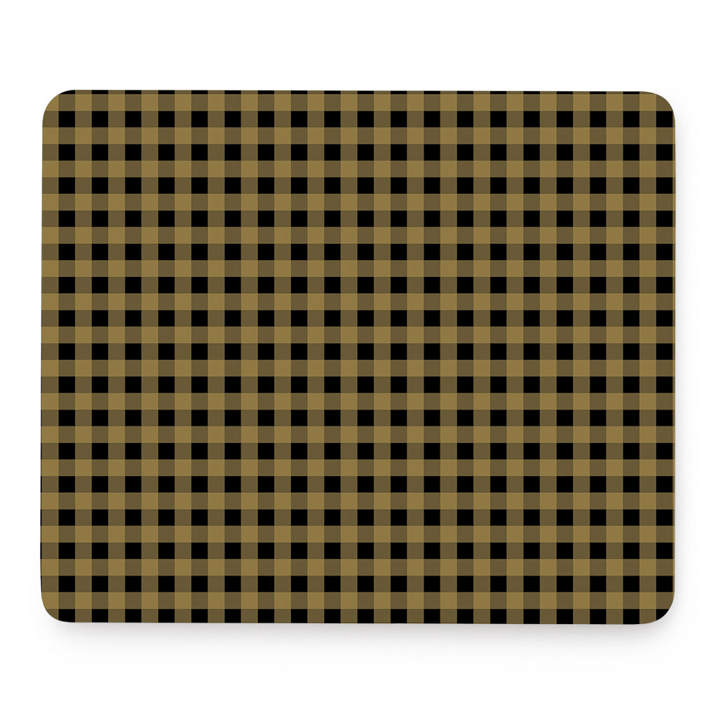 Dark Tan And Black Check Pattern Print Mouse Pad