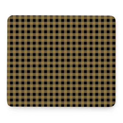 Dark Tan And Black Check Pattern Print Mouse Pad