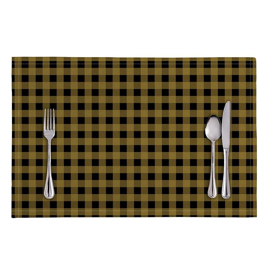 Dark Tan And Black Check Pattern Print Placemat