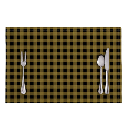 Dark Tan And Black Check Pattern Print Placemat