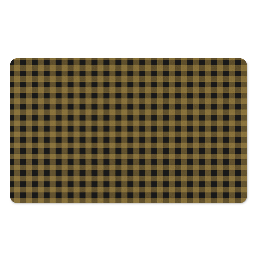 Dark Tan And Black Check Pattern Print Polyester Doormat