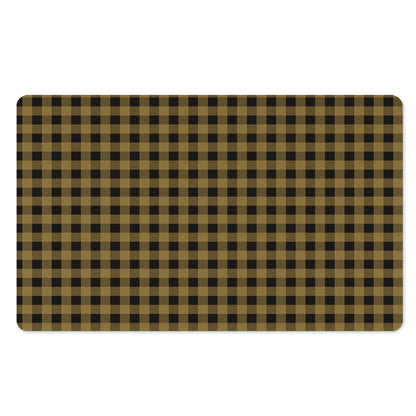 Dark Tan And Black Check Pattern Print Polyester Doormat