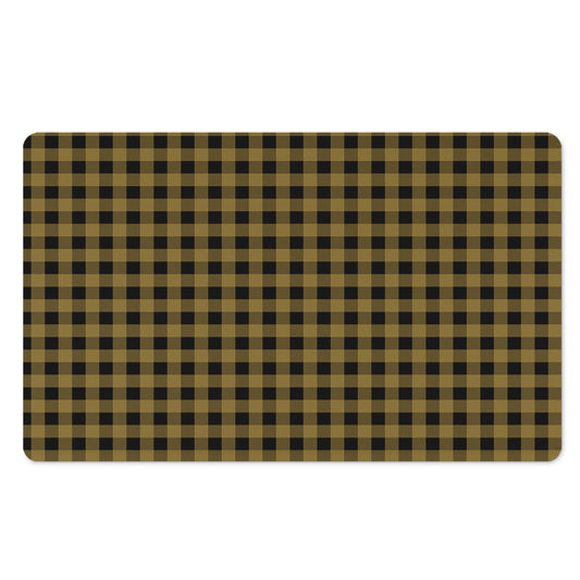 Dark Tan And Black Check Pattern Print Polyester Doormat