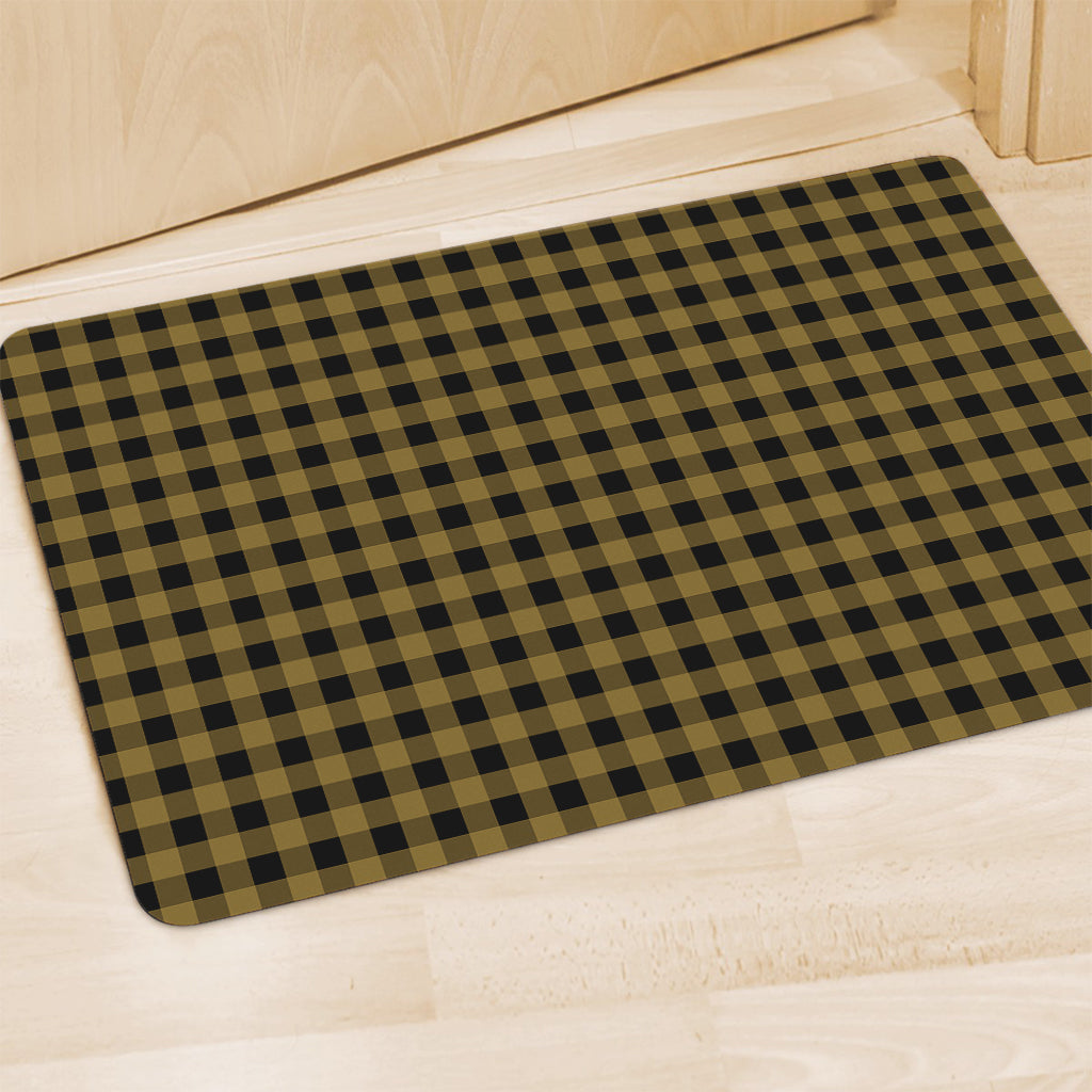 Dark Tan And Black Check Pattern Print Polyester Doormat