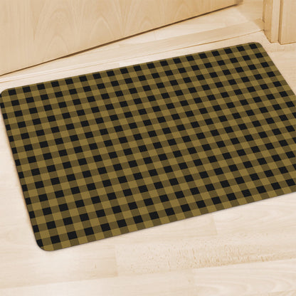 Dark Tan And Black Check Pattern Print Polyester Doormat