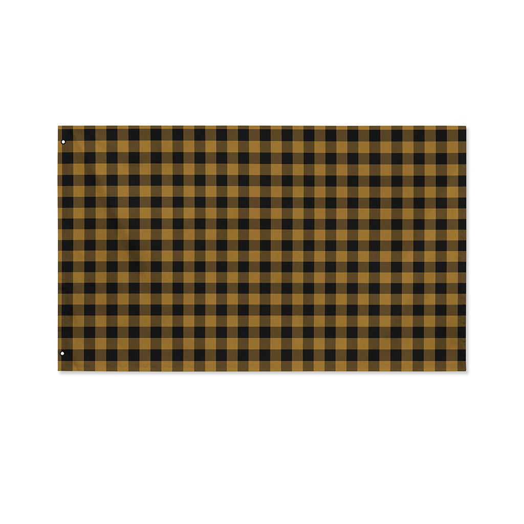 Dark Tan And Black Check Pattern Print Polyester Flag