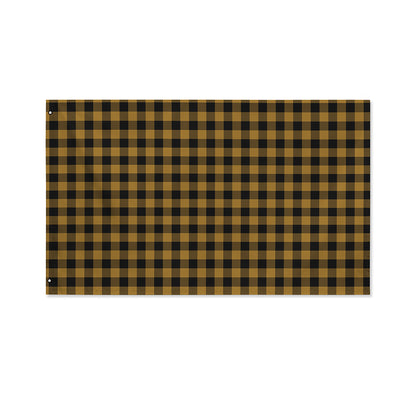 Dark Tan And Black Check Pattern Print Polyester Flag