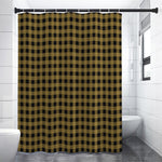 Dark Tan And Black Check Pattern Print Premium Shower Curtain