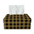 Dark Tan And Black Check Pattern Print Rectangle Tissue Box Cover
