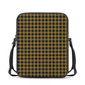 Dark Tan And Black Check Pattern Print Rectangular Crossbody Bag
