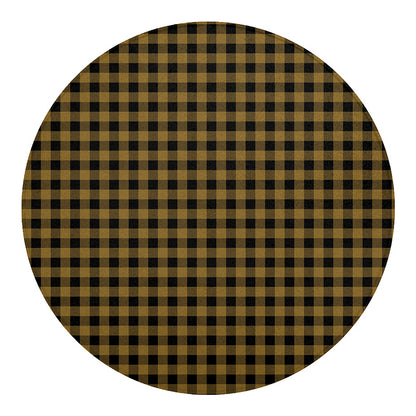 Dark Tan And Black Check Pattern Print Round Blanket