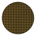 Dark Tan And Black Check Pattern Print Round Floor Mat
