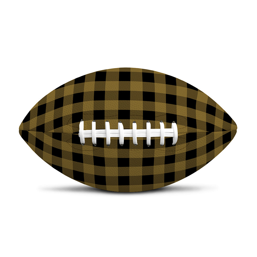 Dark Tan And Black Check Pattern Print Rugby Ball