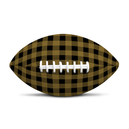 Dark Tan And Black Check Pattern Print Rugby Ball