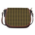 Dark Tan And Black Check Pattern Print Saddle Bag