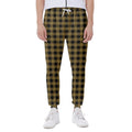 Dark Tan And Black Check Pattern Print Joggers