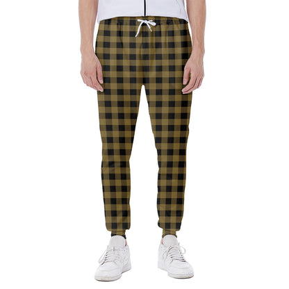 Dark Tan And Black Check Pattern Print Scuba Joggers