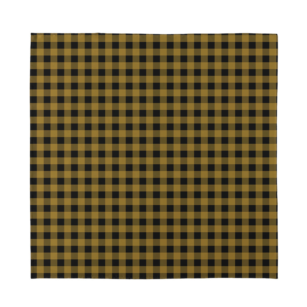 Dark Tan And Black Check Pattern Print Silk Bandana