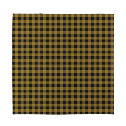 Dark Tan And Black Check Pattern Print Silk Bandana