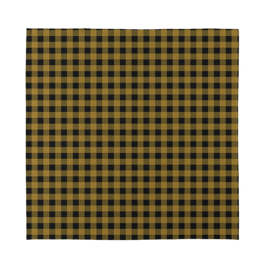Dark Tan And Black Check Pattern Print Silk Bandana