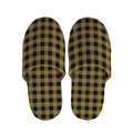 Dark Tan And Black Check Pattern Print Slippers
