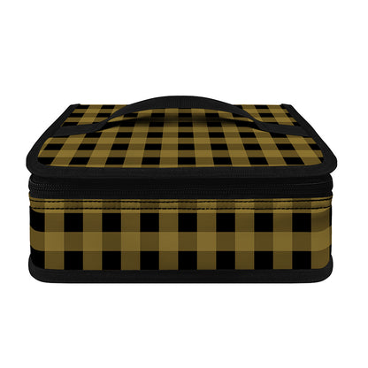 Dark Tan And Black Check Pattern Print Small Lunch Bag