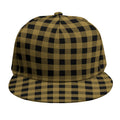Dark Tan And Black Check Pattern Print Snapback Cap