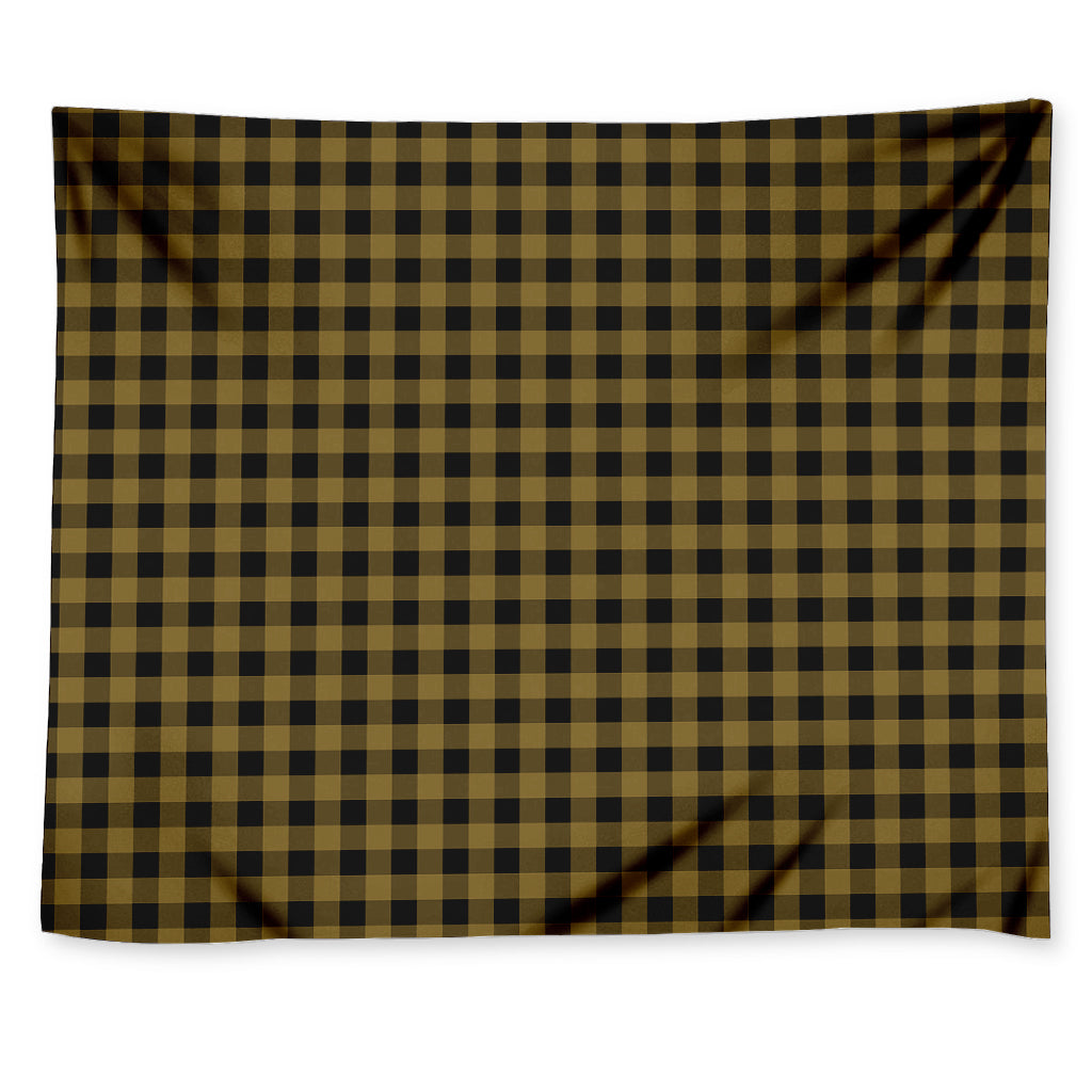 Dark Tan And Black Check Pattern Print Tapestry